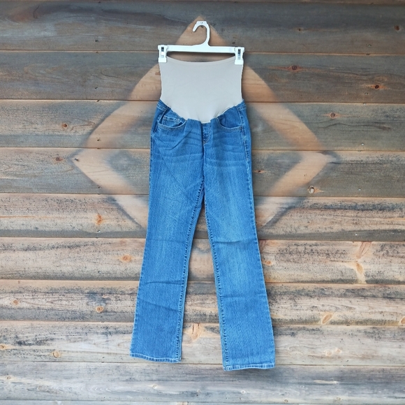 Old Navy Women's Maternity Stretch Jeans 2 Long Bootcut Full Panel Light Wash - Picture 1 of 6